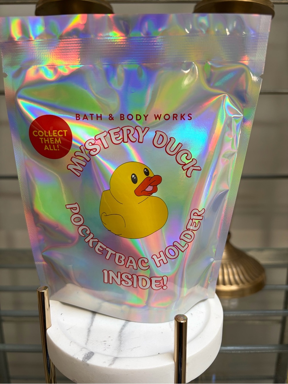 Bath & Body Works Yellow MYSTERY Duck PocketBac Holder & BAC NWT